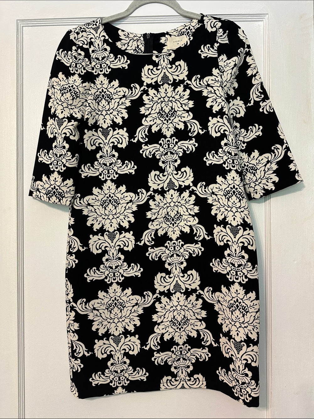 Everly Black and Cream Damask Dress